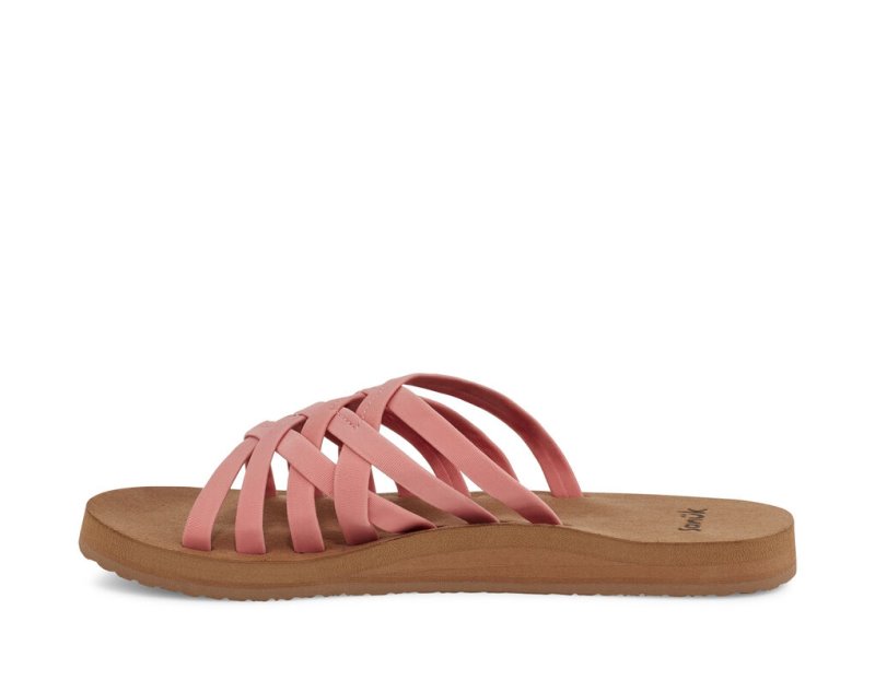 Pink / Brown Sanuk Rio Slide Women's Flip Flops | 50GNEDYMO