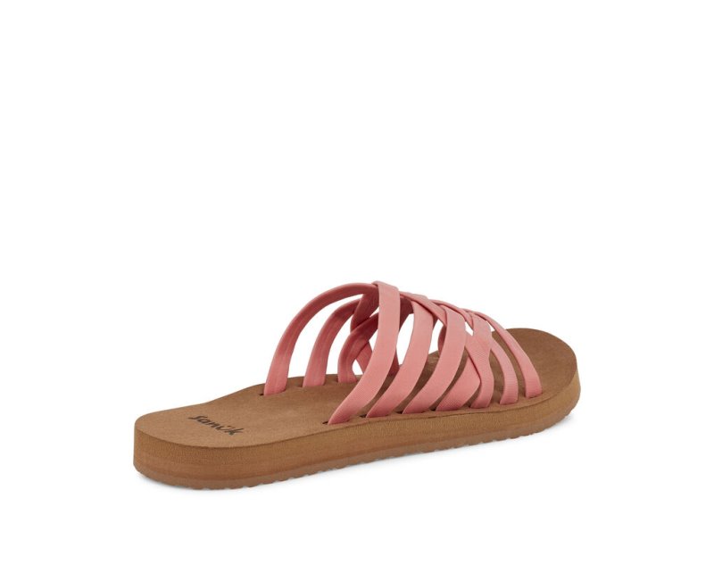 Pink / Brown Sanuk Rio Slide Women's Flip Flops | 50GNEDYMO