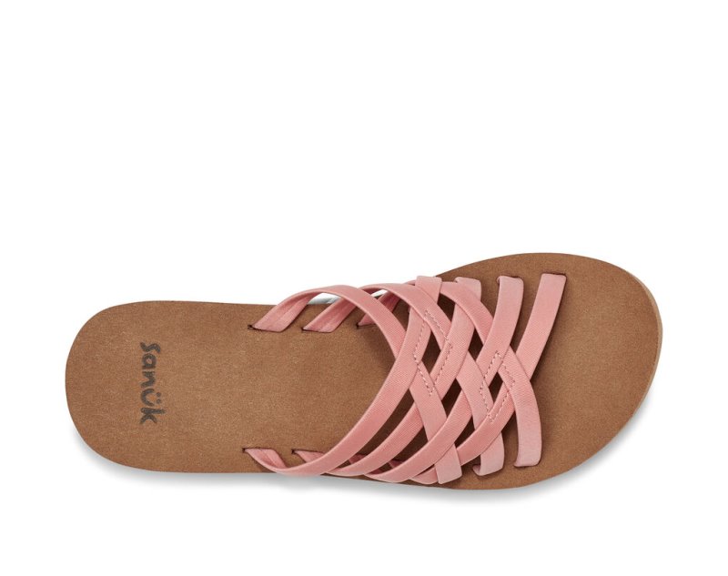 Pink / Brown Sanuk Rio Slide Women's Sandals | 38YHTABCU