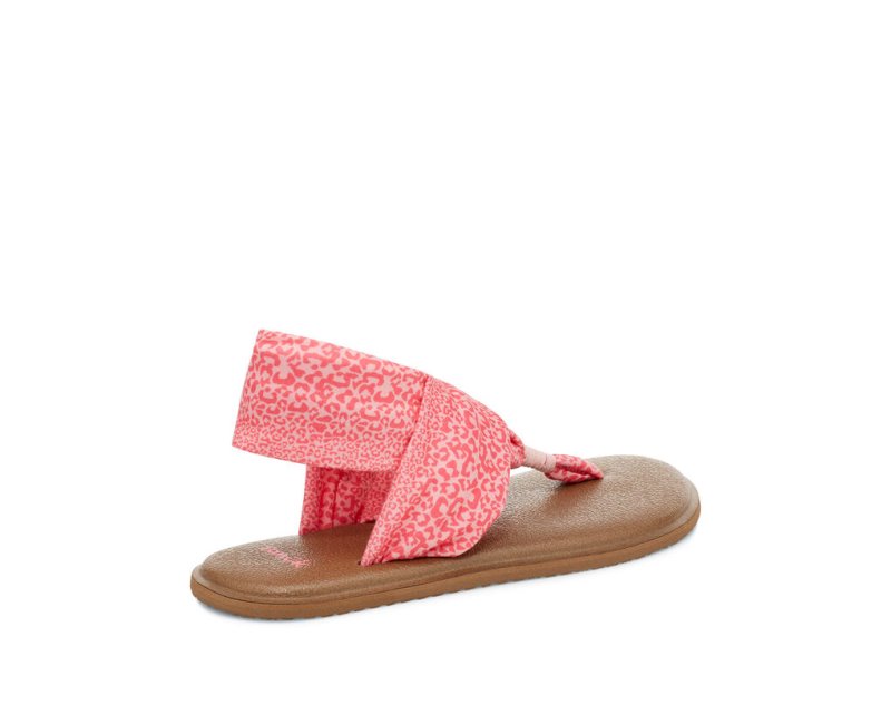 Pink Leopard Sanuk Yoga Sling Burst Print Vegan Leopard Kids' Sandals | 50JYNEOLH