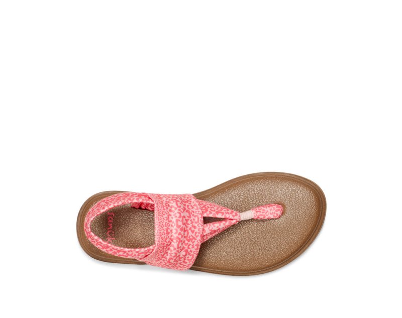 Pink Leopard Sanuk Yoga Sling Burst Print Vegan Leopard Kids' Sandals | 50JYNEOLH