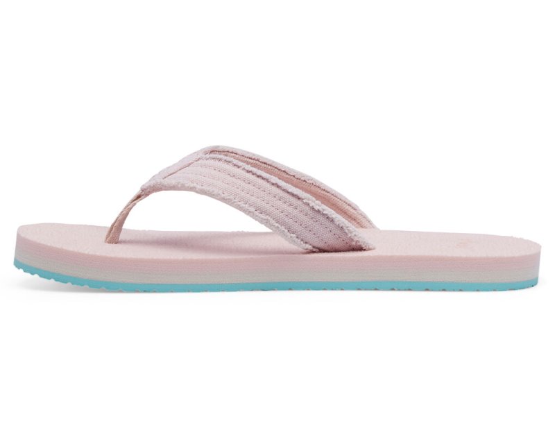 Pink Light Blue Sanuk Fraidy Stacker Canvas Kids' Sandals | 79RFZOMJI