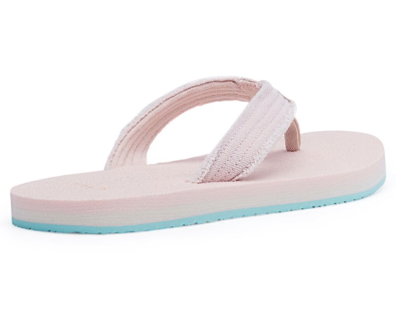 Pink Light Blue Sanuk Fraidy Stacker Canvas Kids' Sandals | 79RFZOMJI