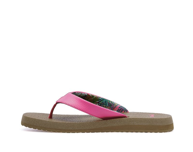 Pink Sanuk Yoga Mat Cushioned Women's Flip Flops | 07EWJZUIO