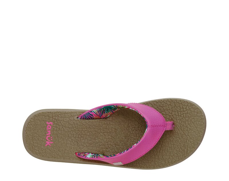 Pink Sanuk Yoga Mat Cushioned Women's Flip Flops | 07EWJZUIO