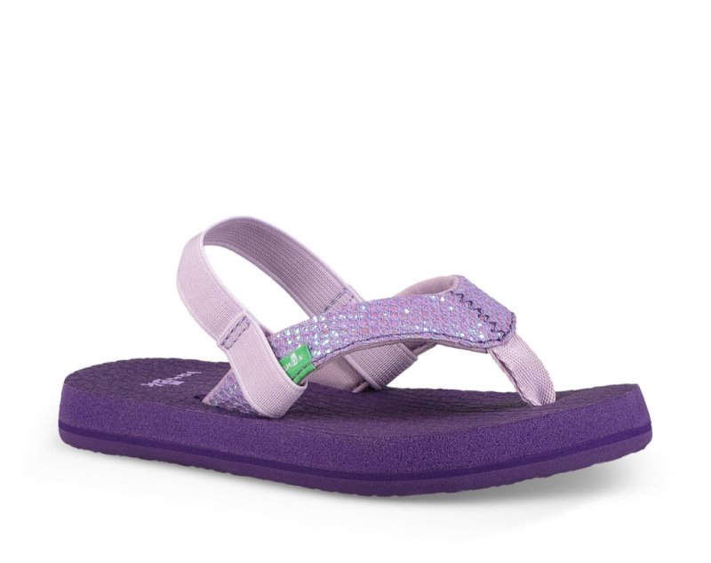 Purple Sanuk Yoga Glitter Kids' Sandals | 89MISXKYP