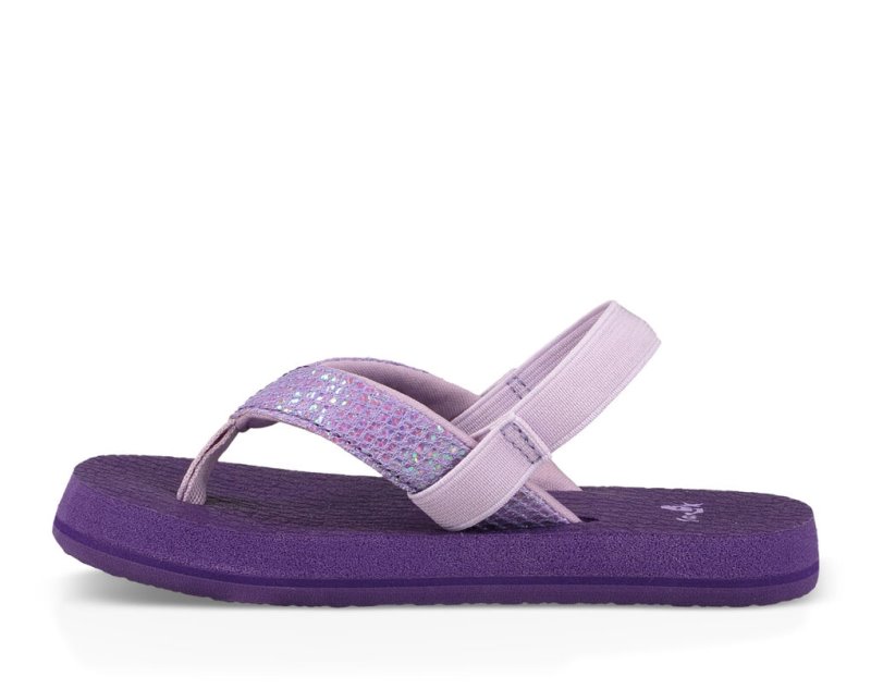 Purple Sanuk Yoga Glitter Kids' Sandals | 89MISXKYP