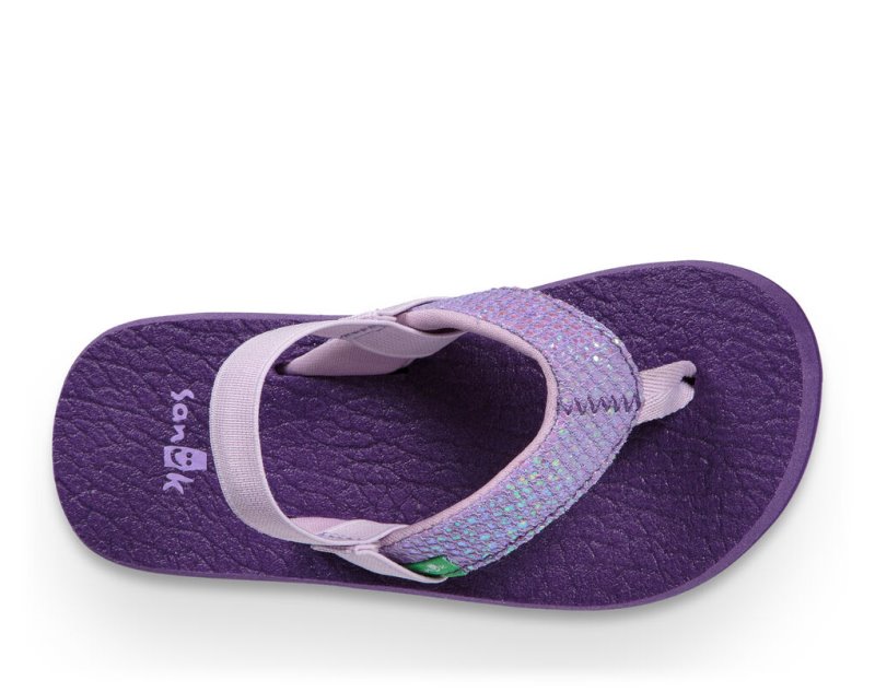 Purple Sanuk Yoga Glitter Kids' Sandals | 89MISXKYP