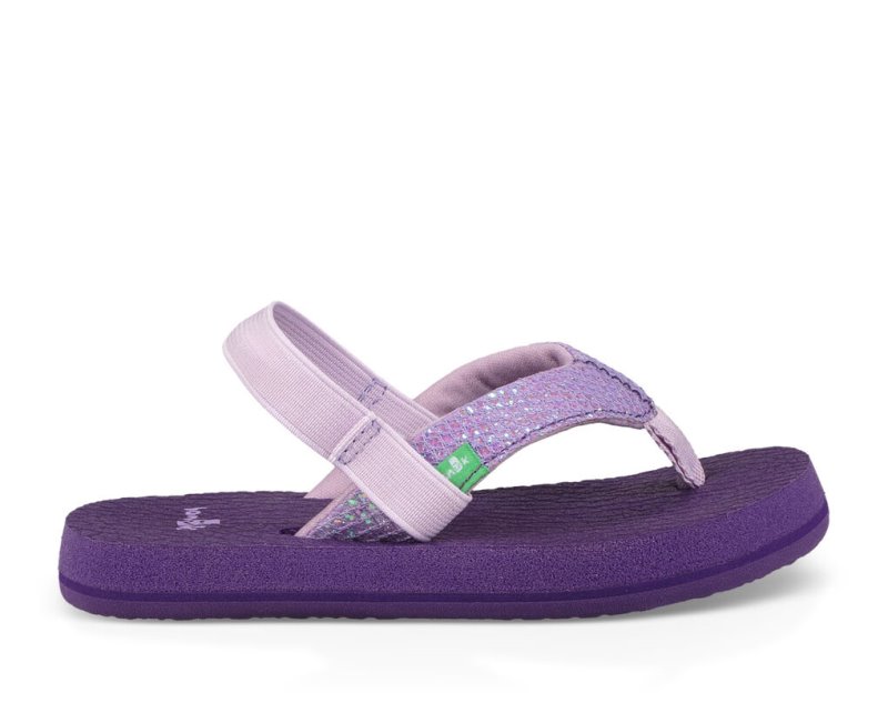 Purple Sanuk Yoga Glitter Kids\' Sandals | 89MISXKYP