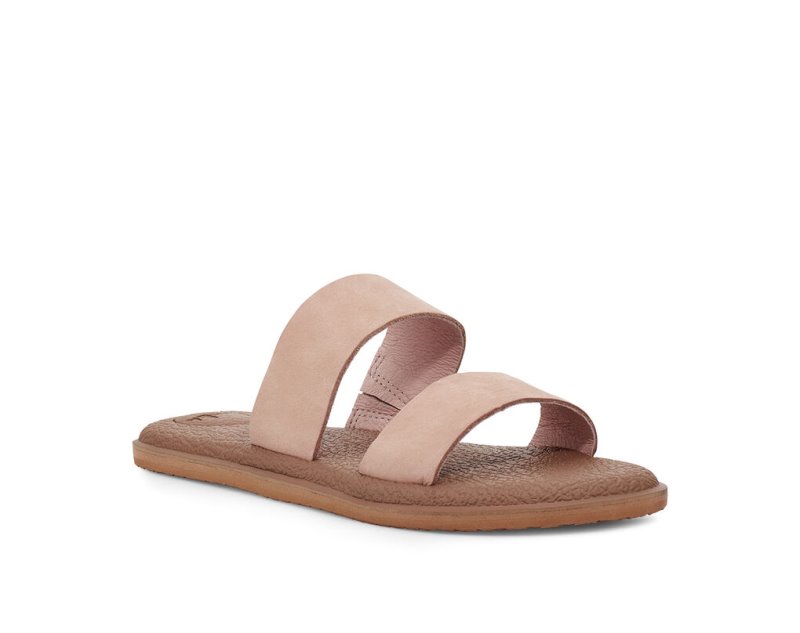 Rose Sanuk Yoga Gora Leather Women's Flip Flops | 14WNISCXE