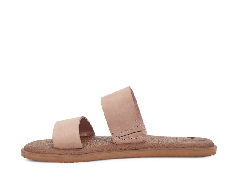 Rose Sanuk Yoga Gora Leather Women's Flip Flops | 14WNISCXE