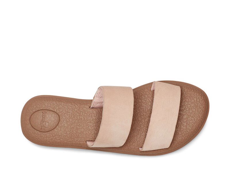 Rose Sanuk Yoga Gora Leather Women's Flip Flops | 14WNISCXE