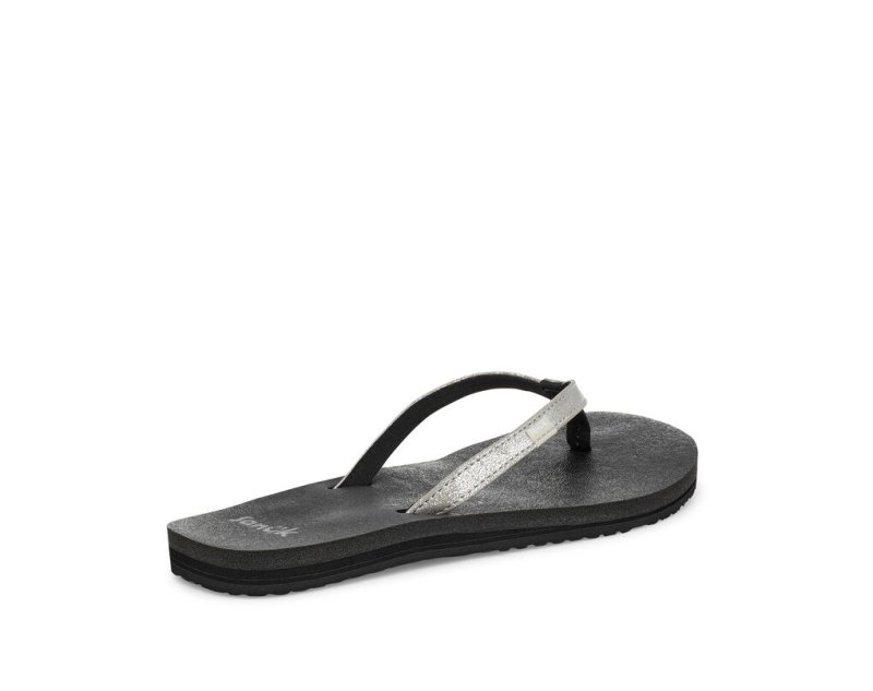 Silver Sanuk Yoga Joy Shimmer Women's Sandals | 42UTIRSPF