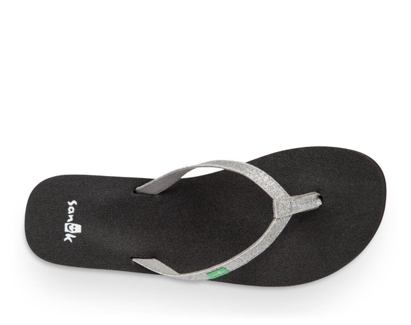 Silver Sanuk Yoga Joy Sparkle Women's Sandals | 89OAHYEVD