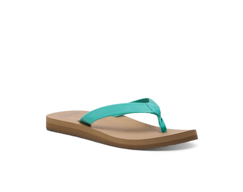 Turquoise Sanuk Ashland St Vegan Women's Flip Flops | 61VYMSQCN