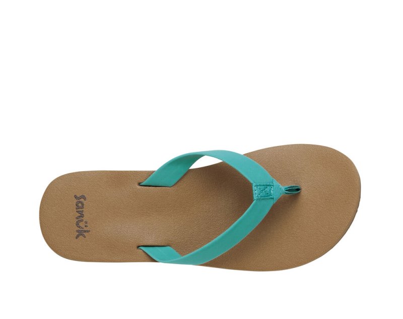 Turquoise Sanuk Ashland St Vegan Women's Flip Flops | 61VYMSQCN