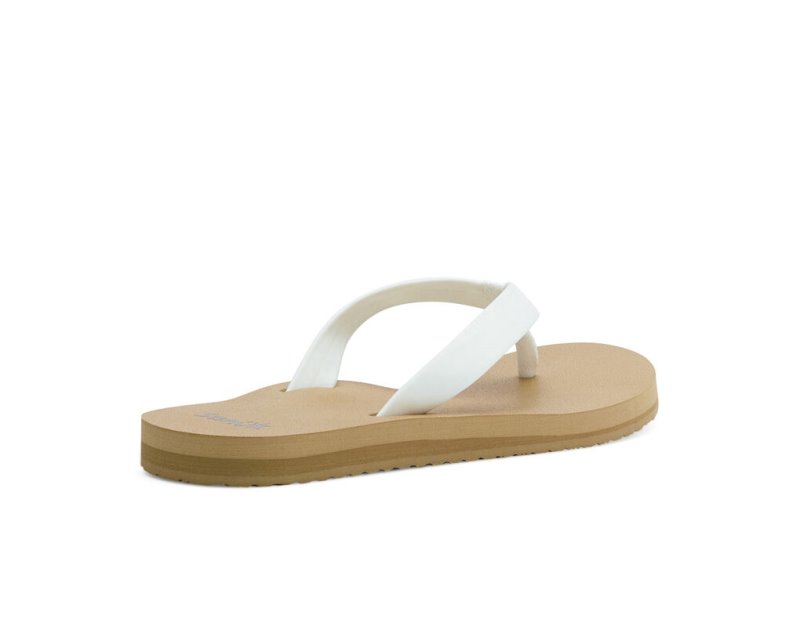 White / Brown Sanuk Ashland St Vegan Women's Flip Flops | 14OPANLHF