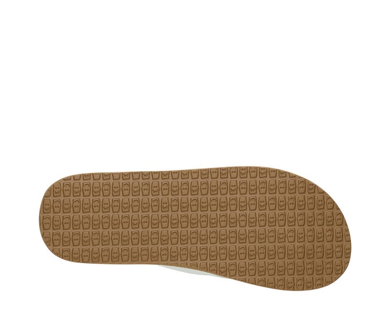 White / Brown Sanuk Yoga Mat Cushioned Women's Sandals | 83BMFAKVW