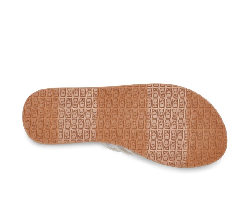 White / Brown Sanuk Yoga Salty Women's Flip Flops | 56YBCIDEF