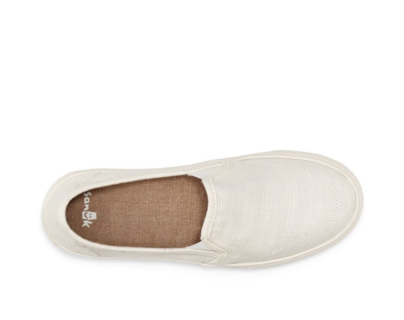 White Sanuk Avery Hemp Vegan Women's Sidewalk Surfers | 56VSDOEGM