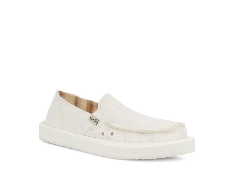 White Sanuk Donna St Hemp Women's Shoes | 87FTXNLOI