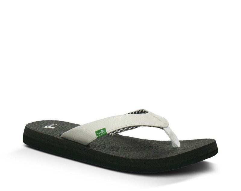 White Sanuk Yoga Mat Women's Flip Flops | 27LAFETIQ