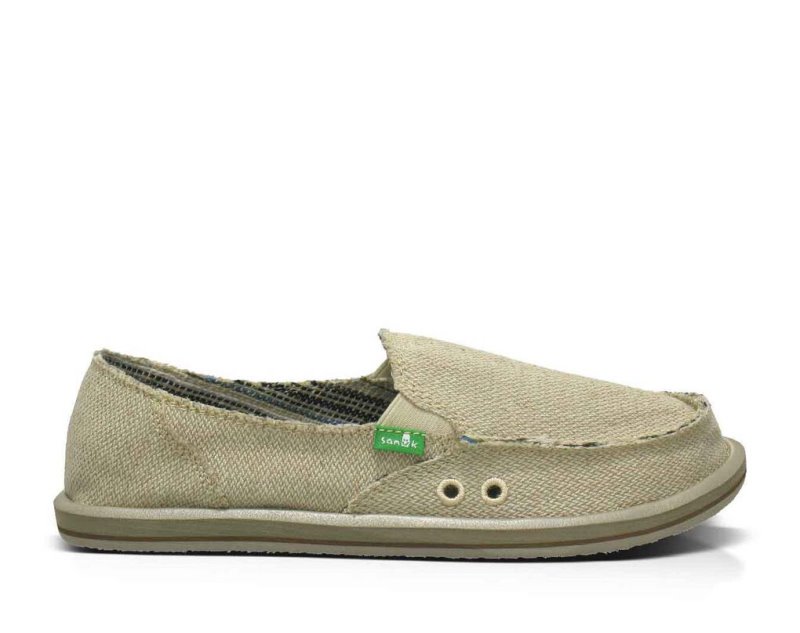 Beige Sanuk Donna Hemp Women's Shoes | 27ZLHBAJG