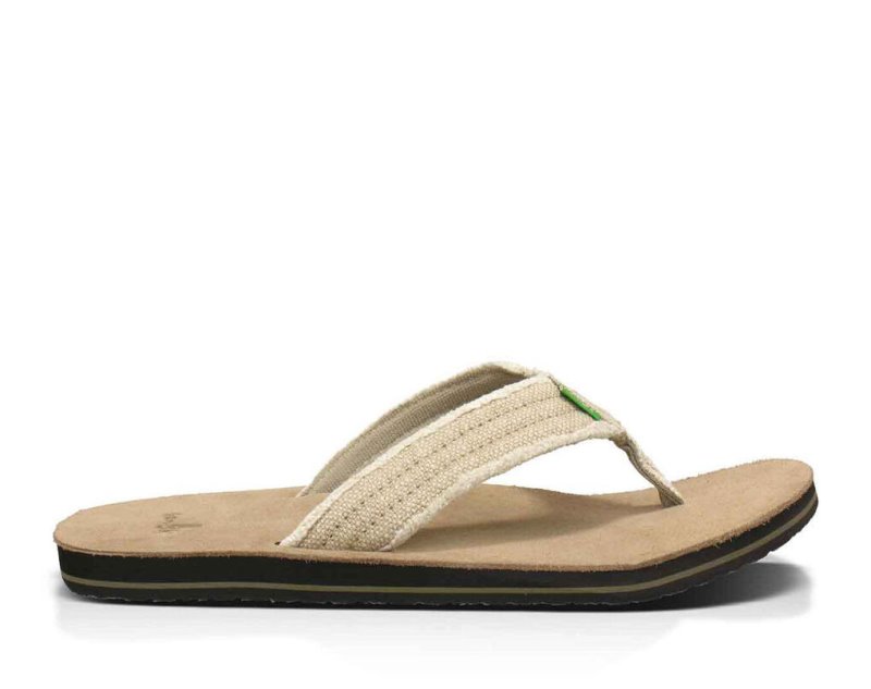 Beige Sanuk Fraid Not Men's Flip Flops | 81JIWBDXN