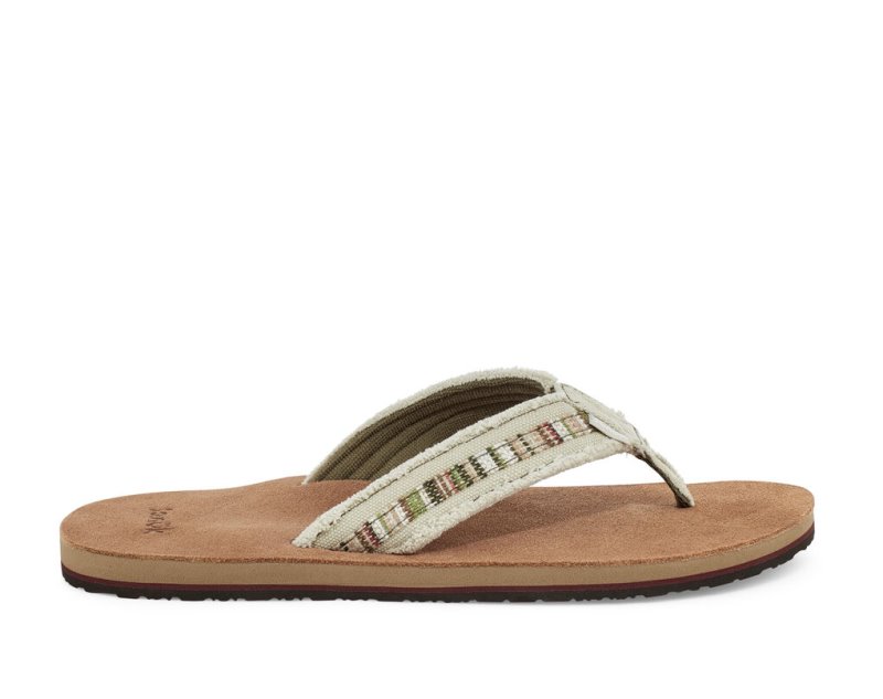 Beige Sanuk Fraid So Eco Friendly Men's Flip Flops | 13CJRPUNA