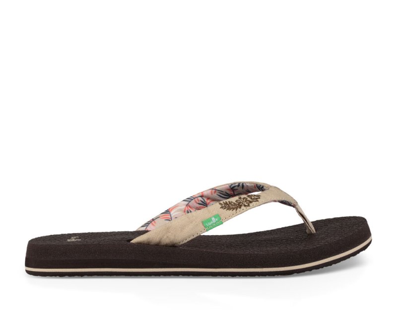 Beige Sanuk Yoga Paradise 2 Women's Flip Flops | 74QGIDURT