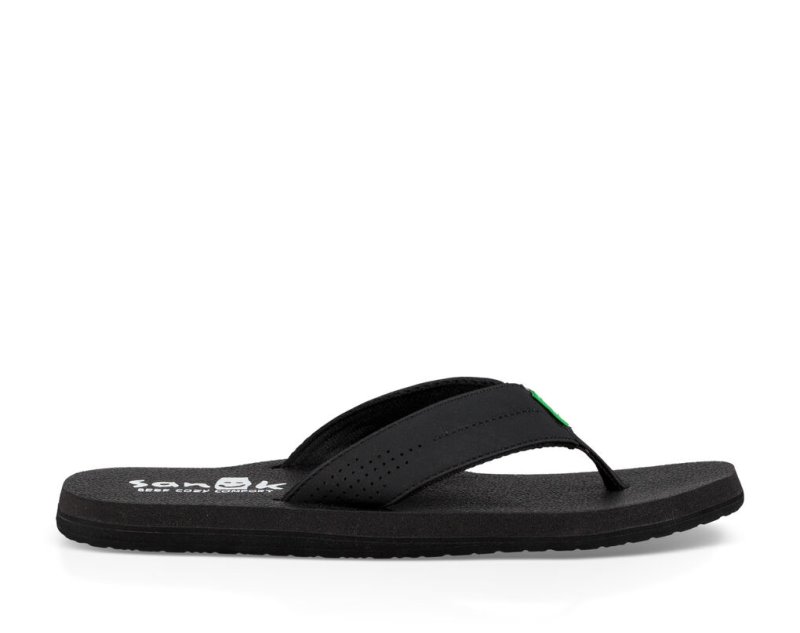 Black Sanuk Beer Cozy Coaster Men's Flip Flops | 28COQAYVW