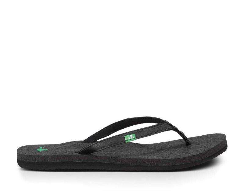 Black Sanuk Yoga Joy Women's Flip Flops | 16UTJEBAX