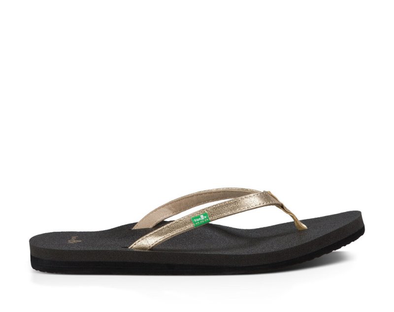 Black Sanuk Yoga Joy Women's Flip Flops | 97WYIRKQA