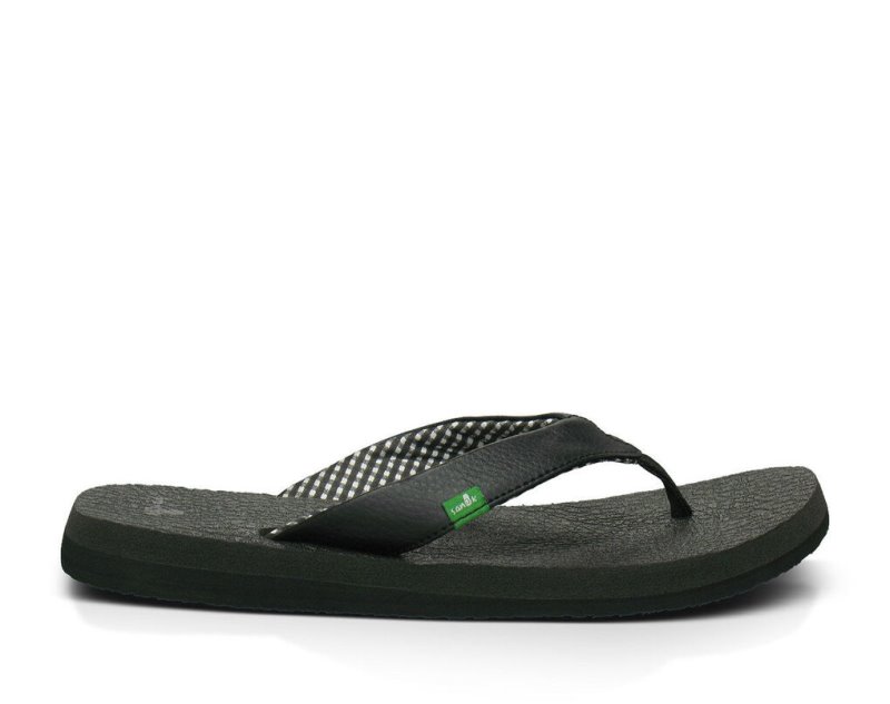 Black Sanuk Yoga Mat Women's Flip Flops | 40GDPENIK