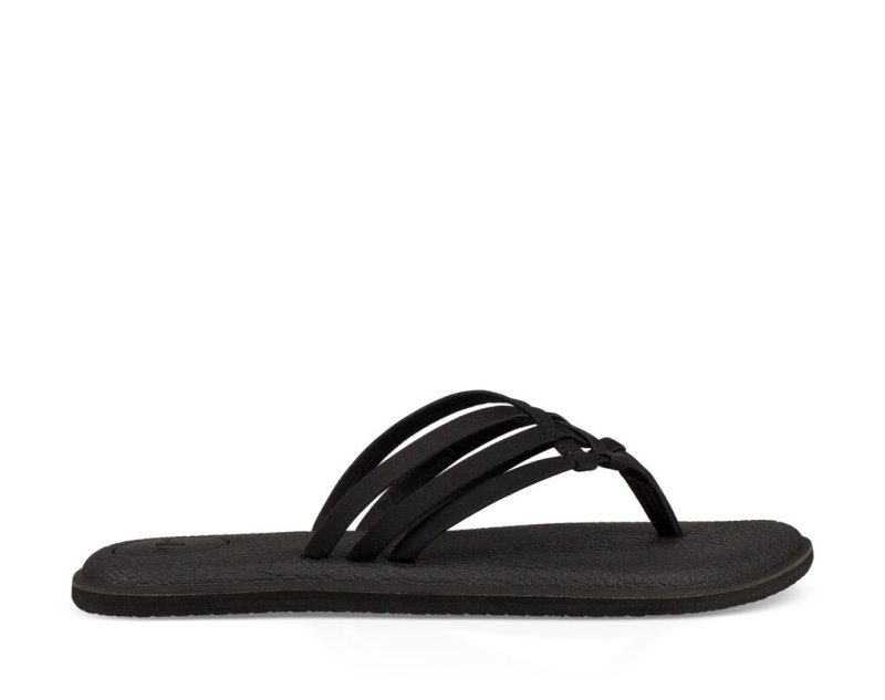 Black Sanuk Yoga Salty Women's Flip Flops | 41KQTXFUP