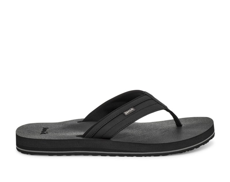 Black Sanuk Ziggy Water Friendly Men's Flip Flops | 51LHPEZIR