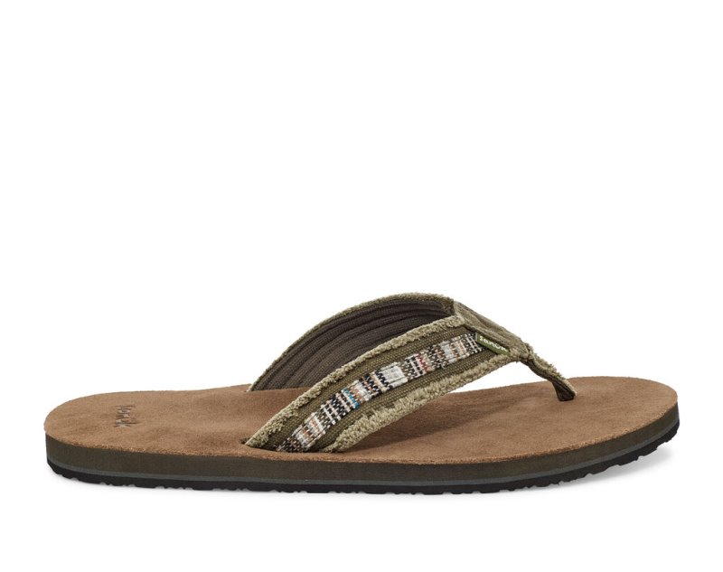 Brown Sanuk Fraid So Eco Friendly Men's Flip Flops | 52DQPFLNH