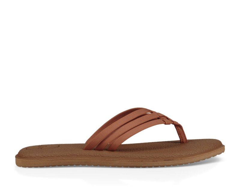 Brown Sanuk Yoga Salty Women's Flip Flops | 21LBMJZTX