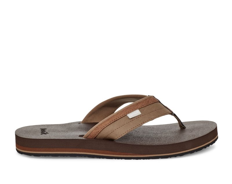 Brown Sanuk Ziggy Water Friendly Men's Flip Flops | 46UVDKPSY