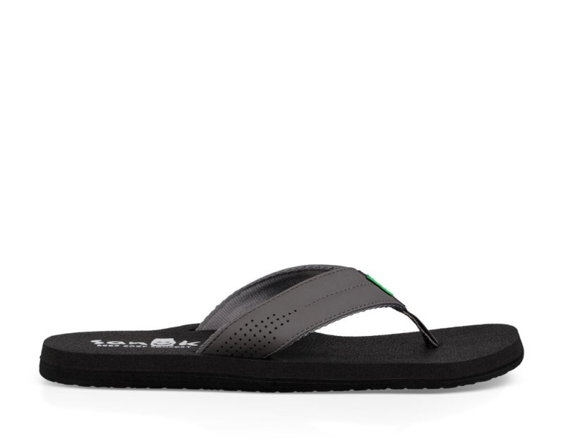 Grey / Grey Sanuk Beer Cozy Coaster Men's Flip Flops | 63GXEDCUV