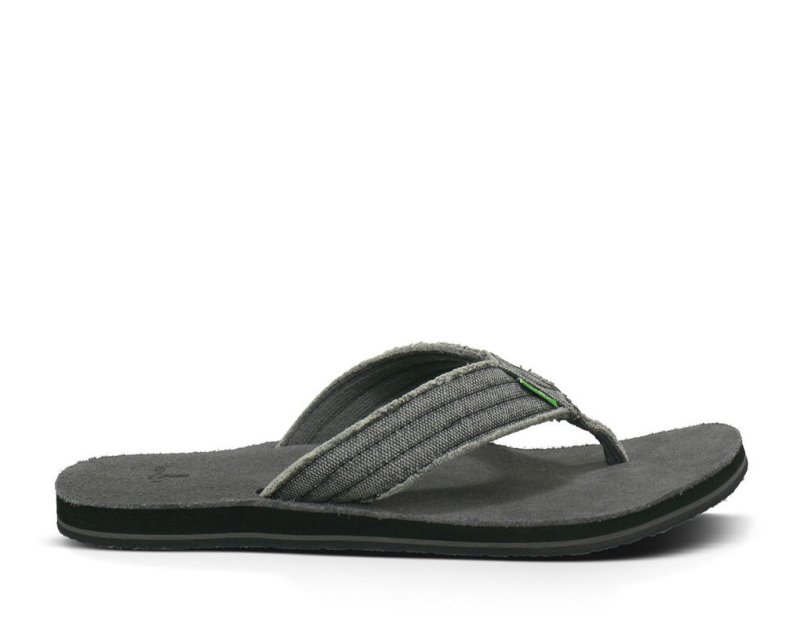 Grey Sanuk Fraid Not Men's Flip Flops | 62NMQBYJA