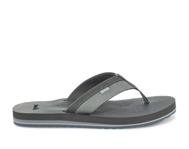 Grey Sanuk Ziggy Water Friendly Men's Flip Flops | 65RYOXGCF