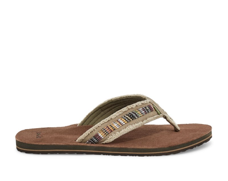 Khaki Sanuk Fraid So Eco Friendly Men's Flip Flops | 25XEZQJLI