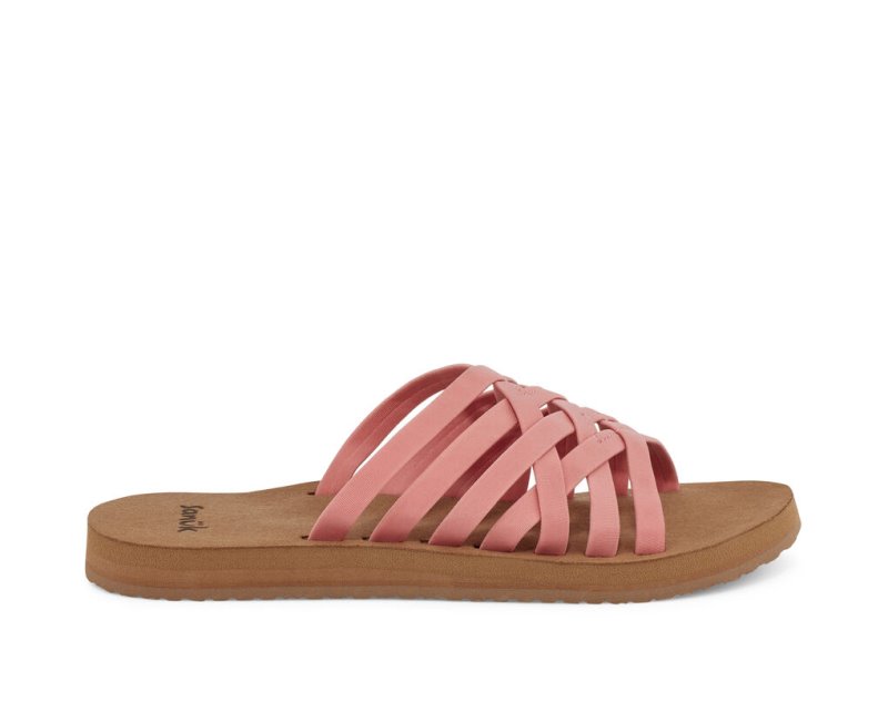 Pink / Brown Sanuk Rio Slide Women's Flip Flops | 50GNEDYMO