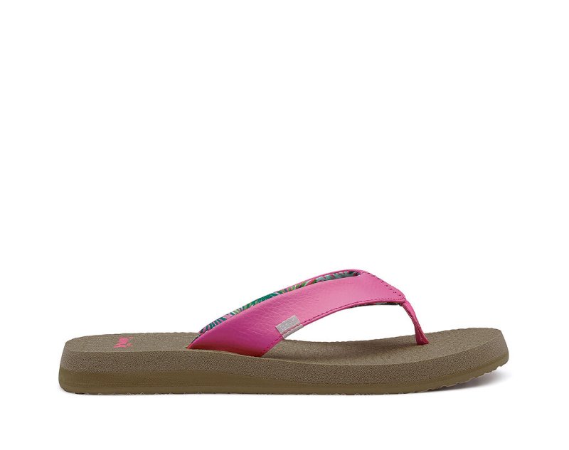 Pink Sanuk Yoga Mat Cushioned Women's Flip Flops | 07EWJZUIO