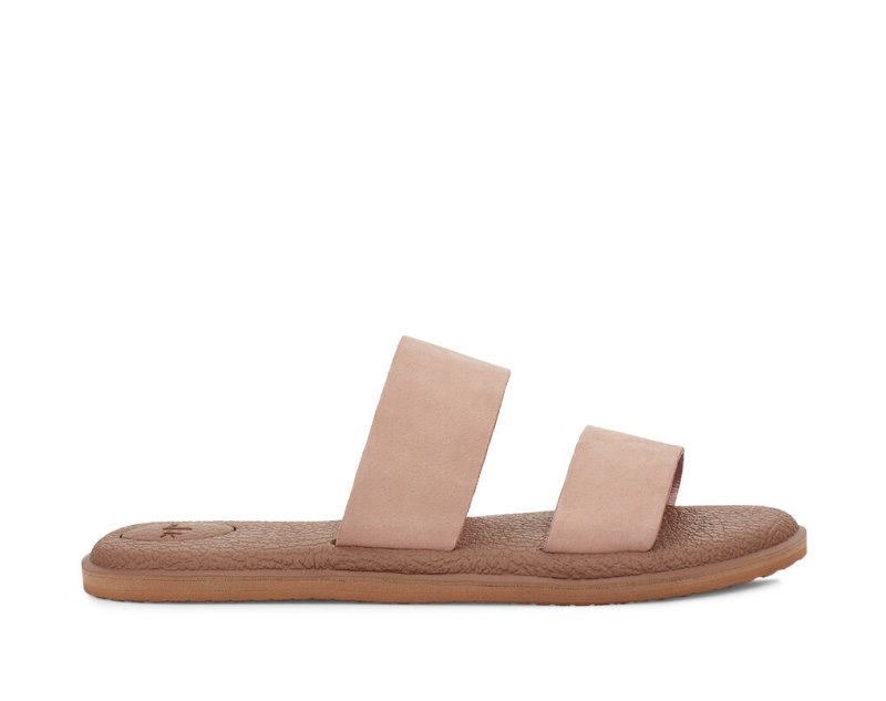 Rose Sanuk Yoga Gora Leather Women's Flip Flops | 14WNISCXE