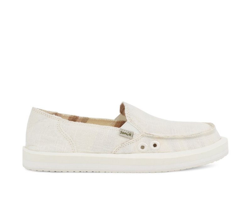 White Sanuk Donna St Hemp Women's Sidewalk Surfers | 70LHFZDGT